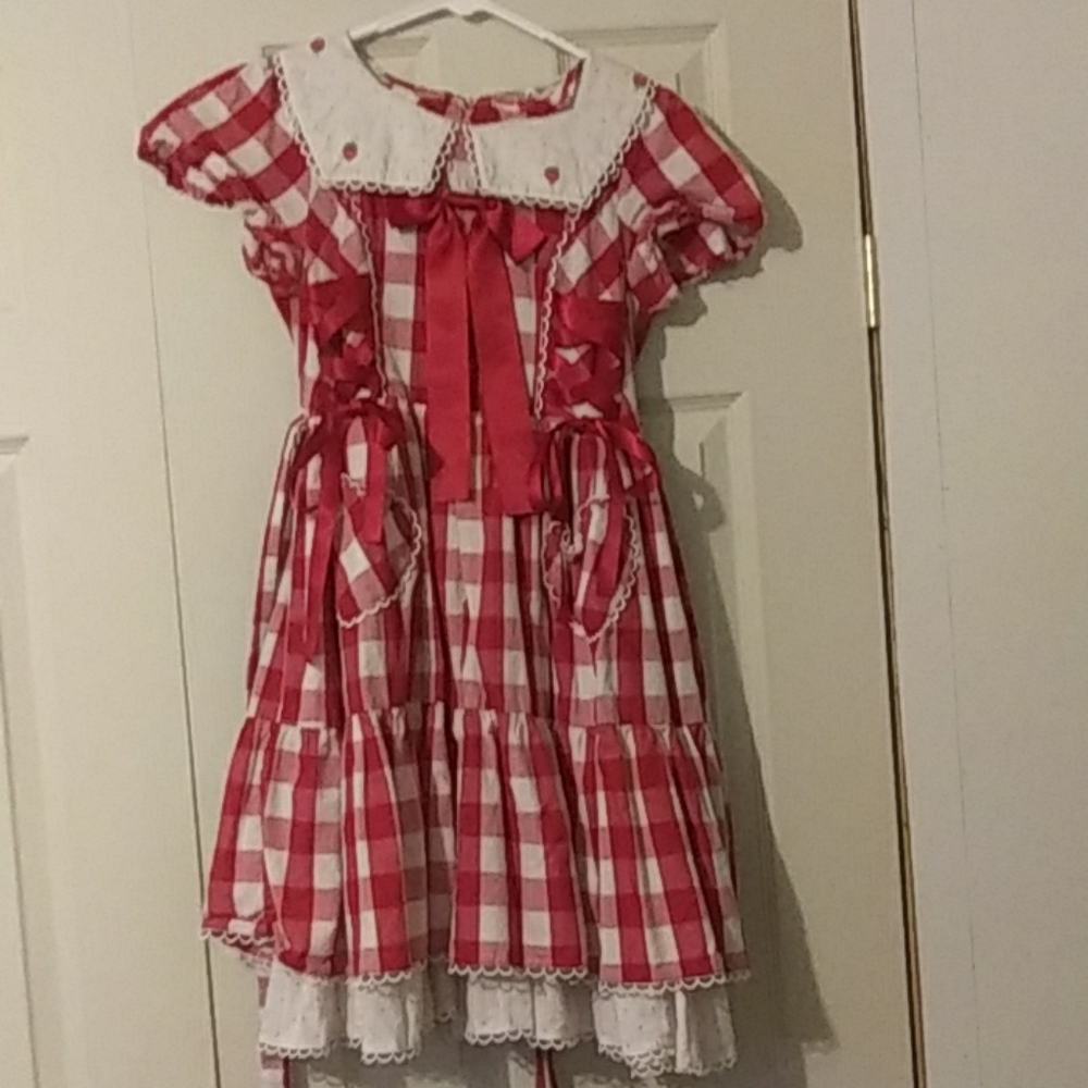 Sweet strawberry gingham dress